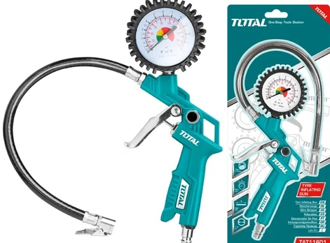 Oro pūtimo antgalis TOTAL, TAT11601, su manometru, 12BAR