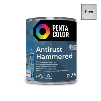Spec. paskirties dažai Pentacolor Anti Rust Hammered, 0.75 l, sidabro