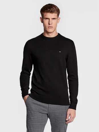Tommy Hilfiger Megztinis Pima MW0MW28046 Juoda Regular Fit