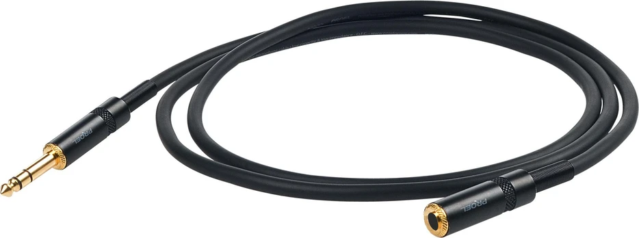 PROEL 6,3mm stereo moteriškas - 6,3mm stereo vyriškas, 5m, juodas