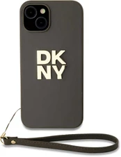 Dėklas DKNY PU Leather Stack Logo Wrist Strap Case for iPhone 14 Žalias kaina