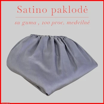 Satino paklodė su guma - 200x200+30cm.