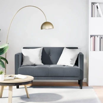 Dvivietė sofa, tamsiai pilka, 111 cm, aksomas