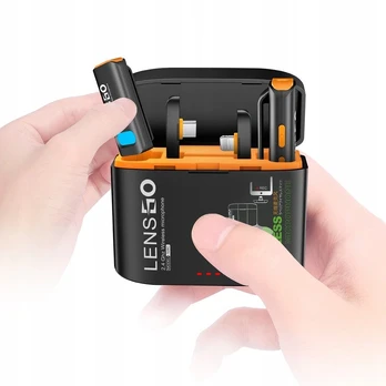 Lensgo 2x mini belaidis mikrofonas 50m 2in1 USB-C + iPhone Lightning Android IOS / 528c