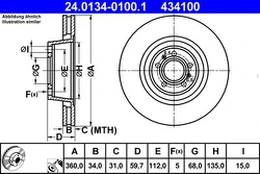 ATE 24.0134-0100.1 Brake Disc kaina