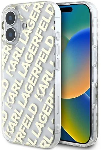 Dėklas Karl Lagerfeld IML Electroplated Repeated Logo Case for iPhone 16 Gold