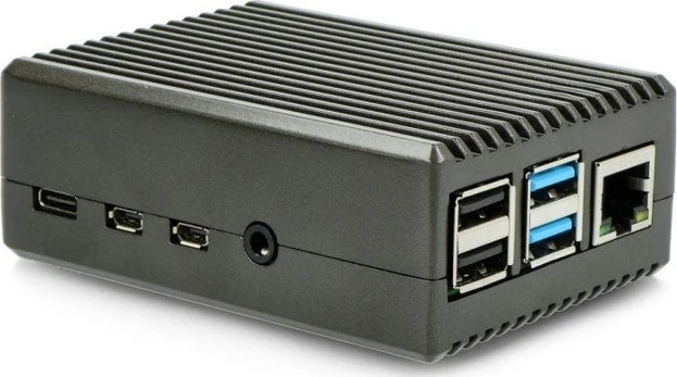 Oem Dėklas skirtas Raspberry Pi 4B - su išpjovomis - aliuminis - grafitas