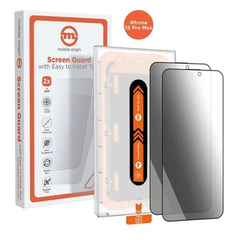 Apsauginis stiklas Mobile Origin Privacy Screen Guard iPhone 15 Pro Max with easy applicator, 2 pack