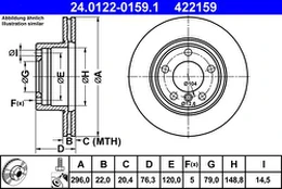ATE 24.0122-0159.1 Brake Disc kaina