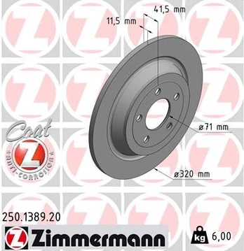 Stabdžių diskas ZIMMERMANN 250.1389.20