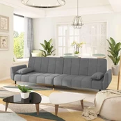 Dvivietė vidaXL sofa-lova, pilka kaina