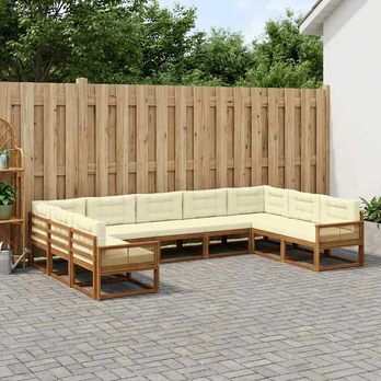 Lauko sofos komplektas 10 pcs Natūralus ir grietinėlė