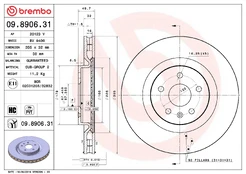 BREMBO 09.8906.31 Brake Disc kaina