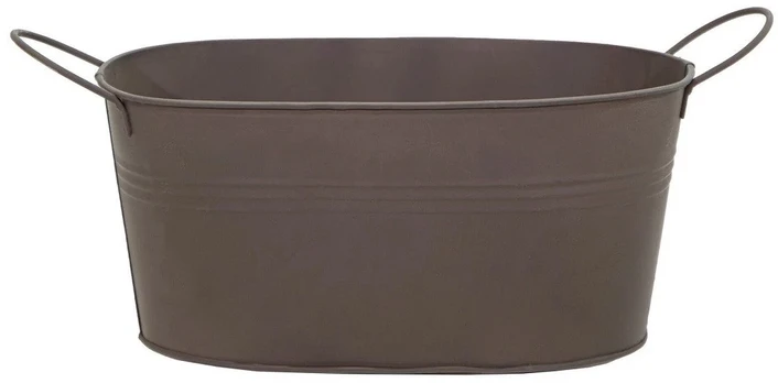 Mega Metalinis vazonas Bob, ovalus, rudas, 23,5x15 x 11(A) cm