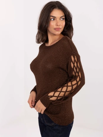Sweter-MI-SW-1606.96-ciemny brązowy