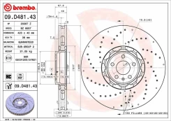Stabdžių diskas BREMBO 09.D481.43 kaina