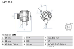 BOSCH 0 986 046 110 Kintamosios srovės generatorius