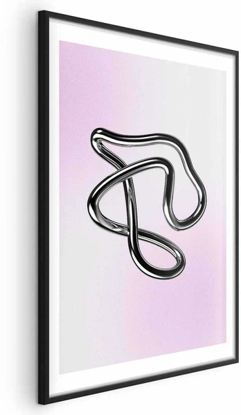 Artgeist Plakatas - Sidabrinis Intricacies - fluid metallic figure on a gradient background
