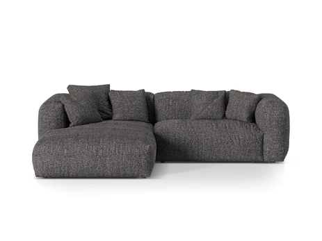 Boucle Modular Left Corner Sofa, "Martina", 2 Seats, 280x176x75, Anthracite