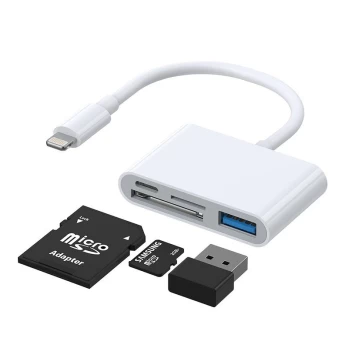Lightning šakotuvas JOYROOM (S-H142) (USB OTG 3.2; SD,TF; type-C) baltas