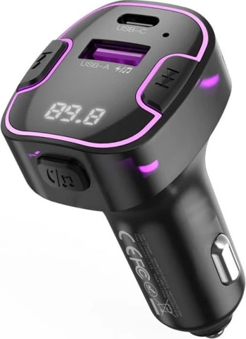 XO transmiter FM BCC12 Bluetooth MP3 car charger 3,1A juodas