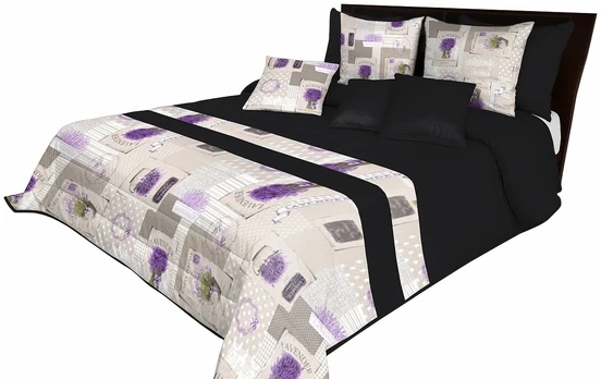 Lovatiesė NMP-163, juoda/smėlio/violetinė, 170 cm x 210 cm