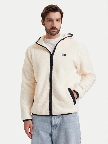 Tommy Jeans Fliso džemperis Teddy DM0DM19224 Kreminė Regular Fit