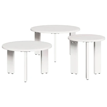 Kavos staliukas 3 pcs Balta Pušies masyvas