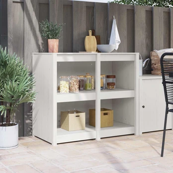 Lauko virtuvės spinta Balta 106x55x92 cm Kieta pušies mediena