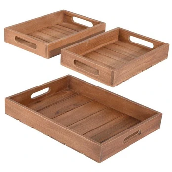 PIECES TEAK dekoratyvinių padėklų rinkinys, 3 vnt