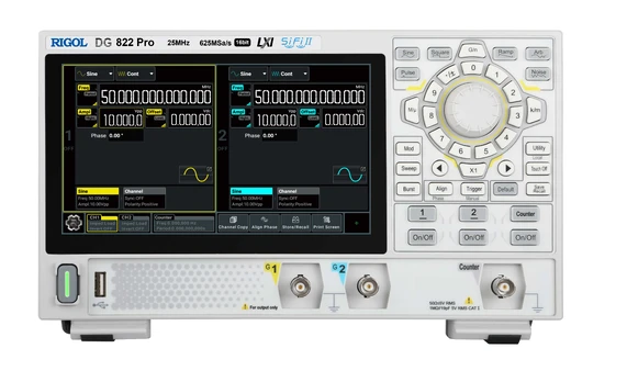 Funkcinis generatorius DG822 Pro 2 kanalų 25MHz 625MSa/s 16 bitų 2Mpts RIGOL