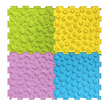 Lean Toys Sensory Path Puzzle Tiles Various Structures Colors 24.5 cm 10 pcs.