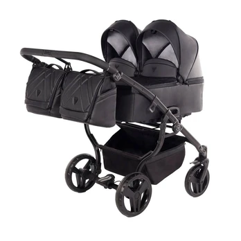 Junama Duo V3 Eco Black Dvynukų vežimėlis 2 in 1