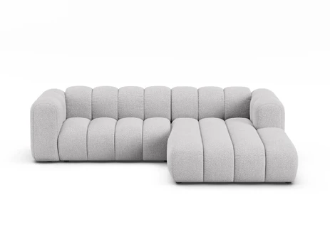 Boucle Modular Right Corner Sofa, "Lupine", 4 Seats, 260x177x70, Light Grey