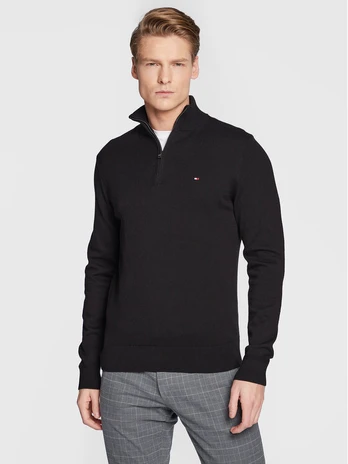 Tommy Hilfiger Megztinis Pima MW0MW28049 Juoda Regular Fit