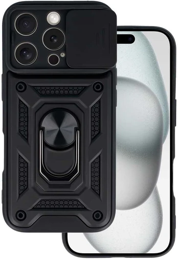 Topt Slide Camera Armor dėklas skirtas Apple iPhone 16 Pro juodos spalvos