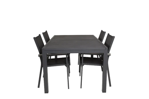 Marbella Dining Table 160/240*100*H75 - Black+Parma Arm Chair (stackable) - Blac