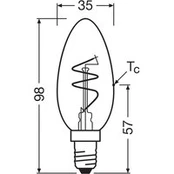 OSRAM LED Vintage B28 E14 4,6W 927 spiralinis siūlelis skaidrus dim