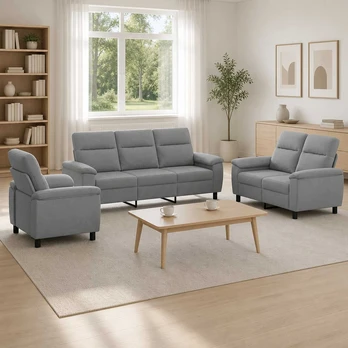 Sofa Sofos komplektas 3 vnt. Šviesiai pilka Audinys