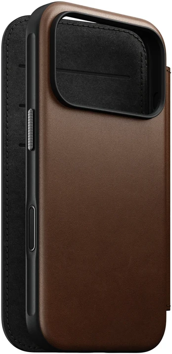 Dėklas Cases and Covers - Flip Nomad Modern Leather Folio, ruda – iPhone 18 Pro/17 Pro
