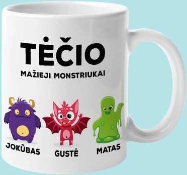 Puodelis "Tėčio mažieji monstriukai" su vaikų vardais