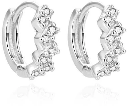 Beneto Glittering round sidabrinis earrings with zircons AGUC2122L