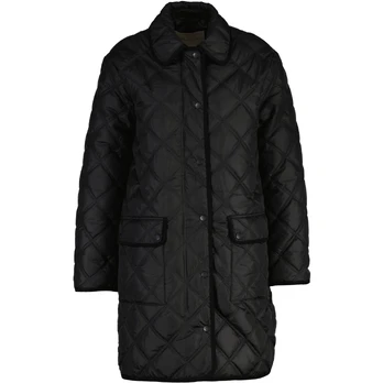 Paltas moterims, Juoda, quilted coat with cord trim