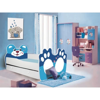 Lova su čiužiniu ir stalčiumi BEAR BLUE 160x80