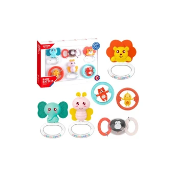 Set of 6 Baby Rattle Teethers Animals