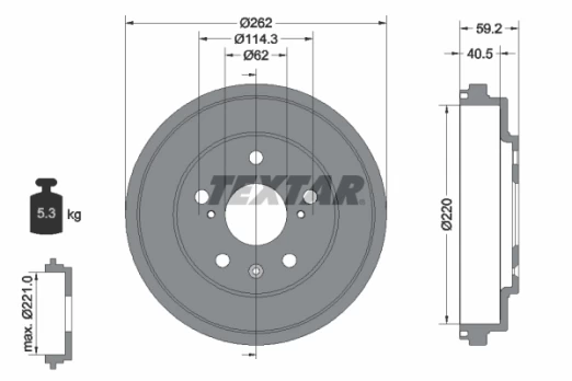 TEXTAR 94047600 Brake drum