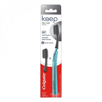 COLGATE KEEP CHARCOAL dantų šepetėlis + galvutės (2 vnt.)