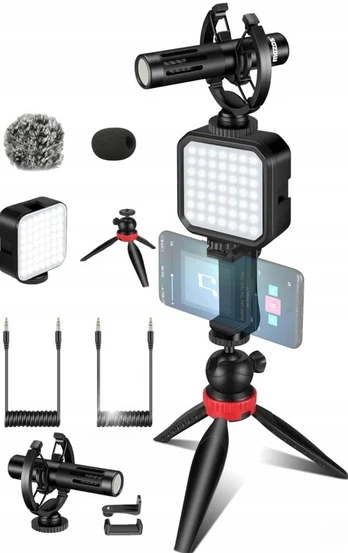 Mini Led vaizdo lempa, mikrofonas, trikojis telefonui