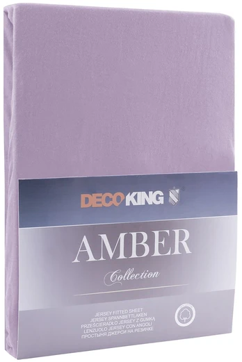 Jersey paklodė su guma Decoking AMBER Lilac, 90x200 cm