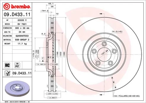 BREMBO 09.D433.11 Brake Disc